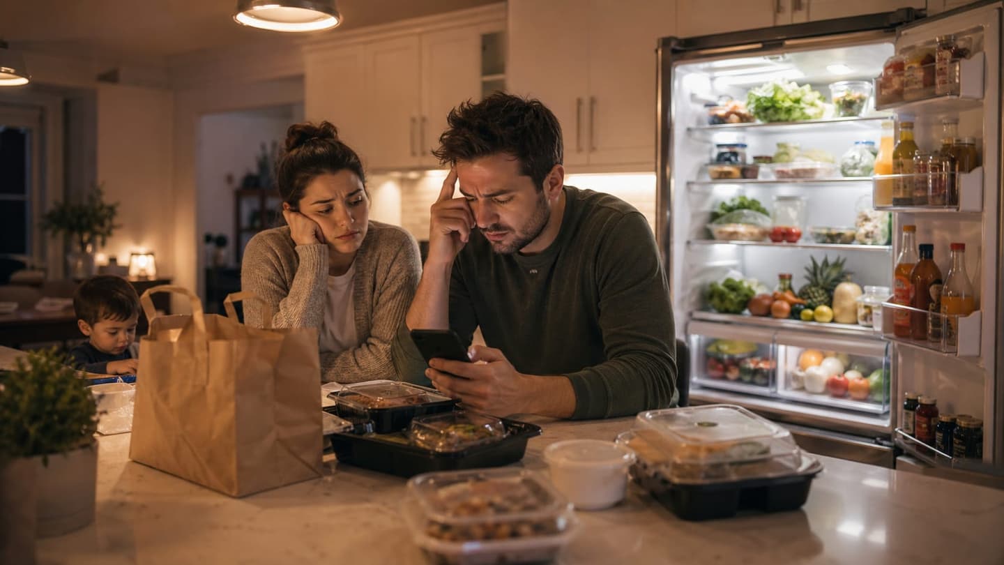 Family with a full fridge still ordering takeout — the problem MealEase solves